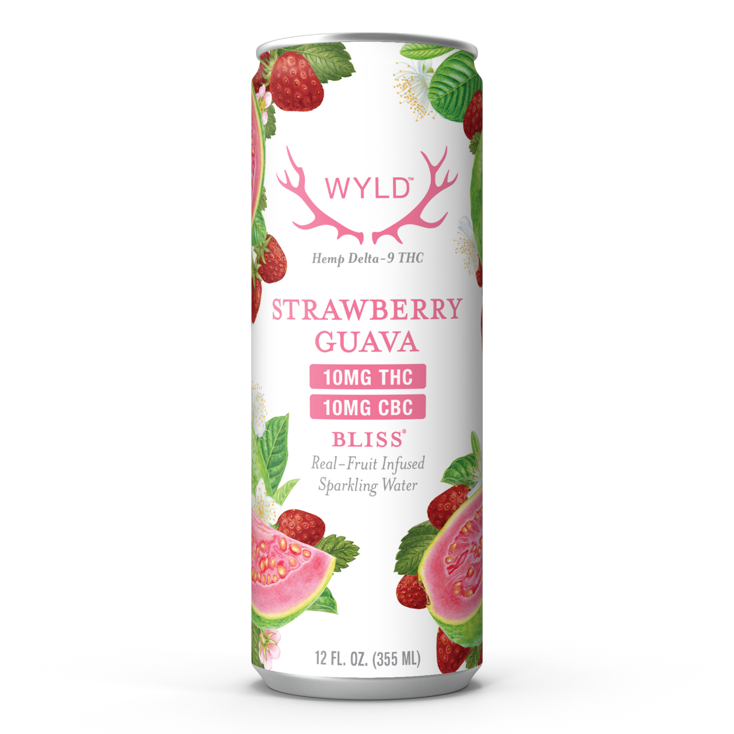 Strawberry Guava THC:CBC Sparkling Water | Bliss - Wyld 10mg THC