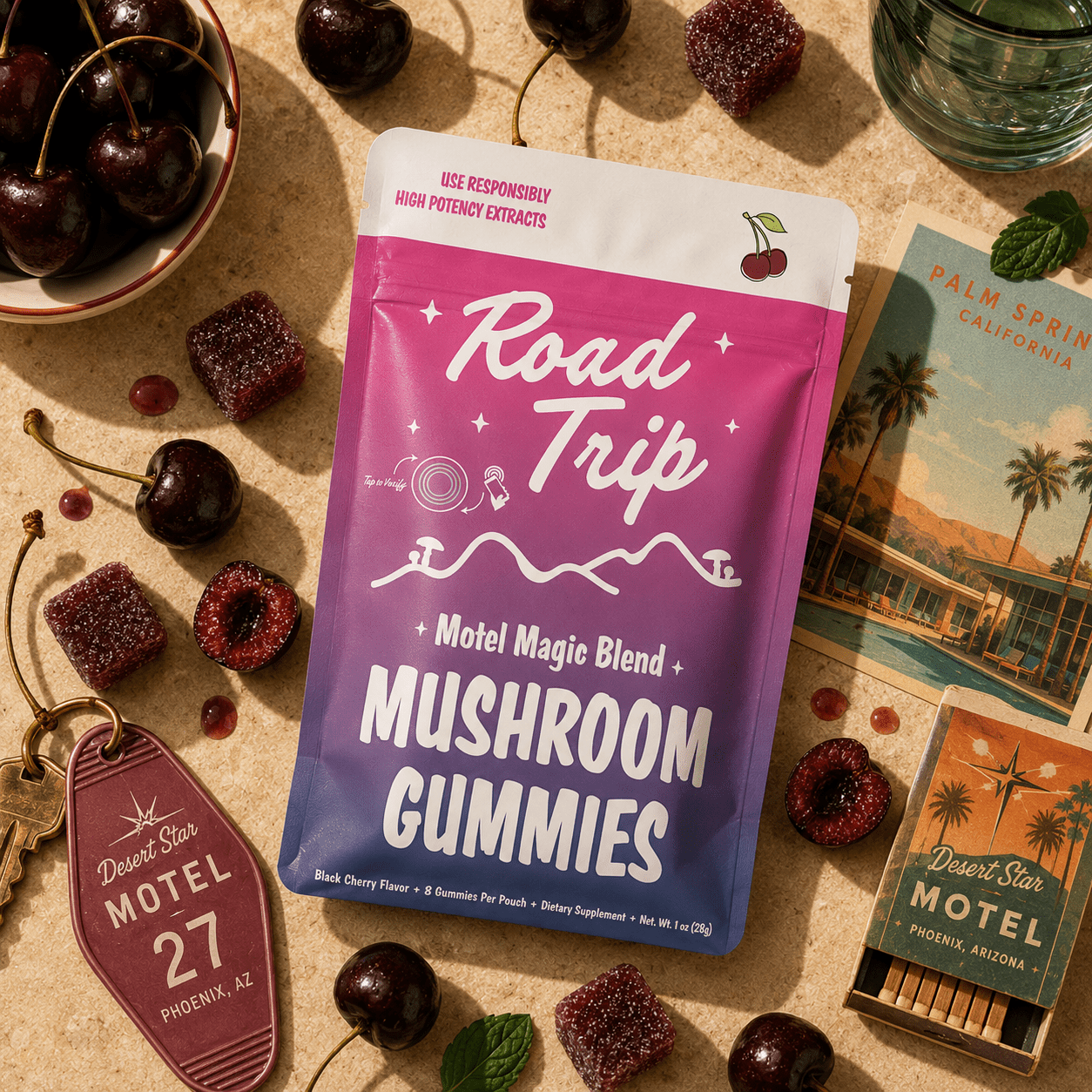 Motel Magic Mushroom Gummies - Black Cherry - Smoke Shop Go