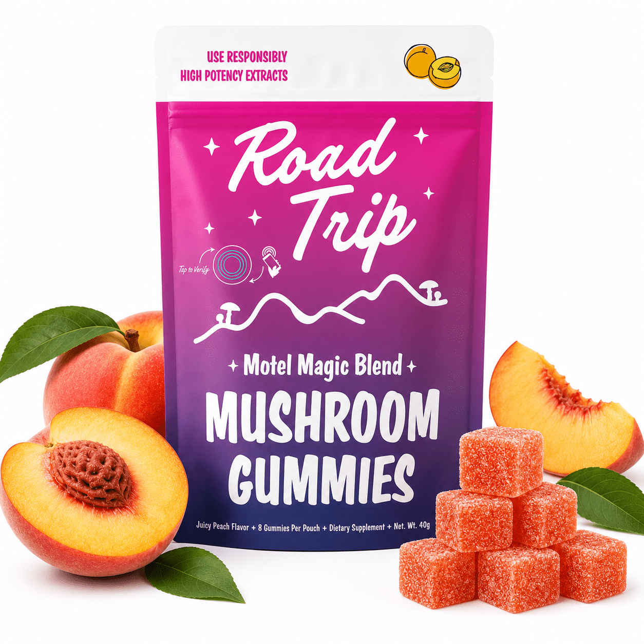 Motel Magic Mushroom Gummies - Juicy Peach - Smoke Shop Go