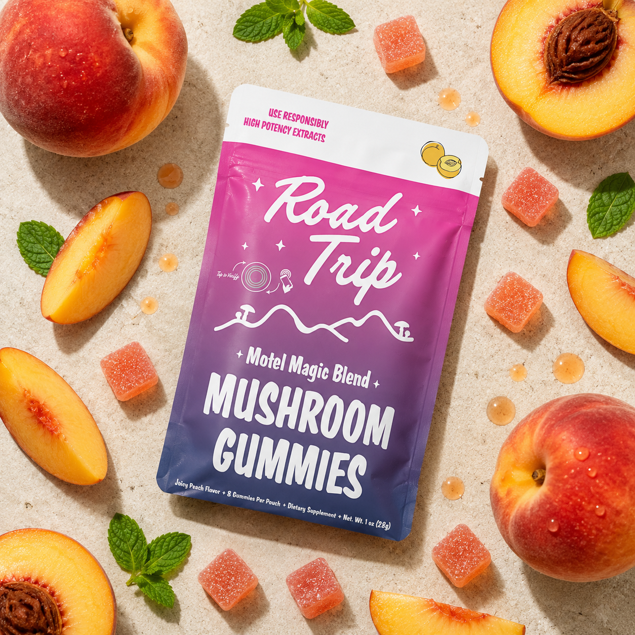 Motel Magic Mushroom Gummies - Juicy Peach - Smoke Shop Go