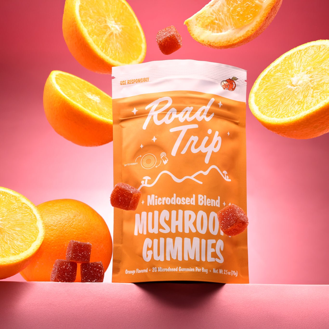 Road Trip - MICRODOSED Gummies + Functional Mushrooms - Orange - Smoke Shop Go